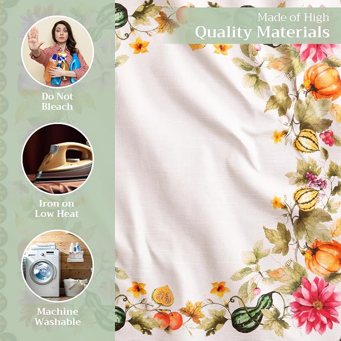 Maison d' Hermine Cloth Napkins Set of 4 Reusable 100% Cotton (20" x 20") | Everyday Square Napkins Cloth Washable Dinner Wedding Kitchen Thanksgiving Christmas - Pumpkin Garden - Cloudy Cream - Image 3