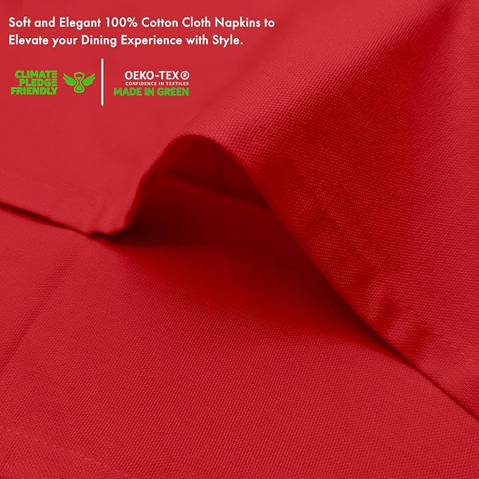 Ruvanti Cloth Napkins Set of 12, 100% Cotton High GSM 18x18 Inches Soft, Washable, Highly Durable & Absorbent, Perfect for Parties, Christmas, Thanksgiving Dinners – Flame Scarlet - Image 3
