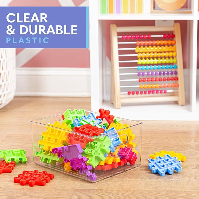 primebox Clear Plastic Organizer Bins with Handles for Home Organization. Storage Containers for Organizing Fridge, Freezer, Cabinet. Pantry, Great for Kitchen, Garage, Laundry Room. 10"x8"x5" - Image 2