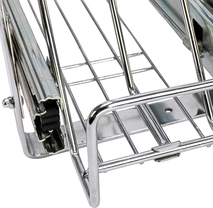 Household Essentials Glidez Multipurpose Chrome-Plated Steel Pull-Out/Slide-Out Storage Organizer for Cookware and Bakeware - 2-Tier Design - Fits Standard Size Cabinet or Shelf, Chrome - Image 9