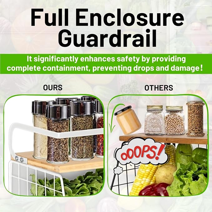 Magnetic Fridge Shelf with Wood Lid, Fruit Potato Onion Storage Bins, Pantry Organizers, Large Container Spice Rack for Refrigerator, Kitchen Counter, Cabinet (2, White) - Image 8