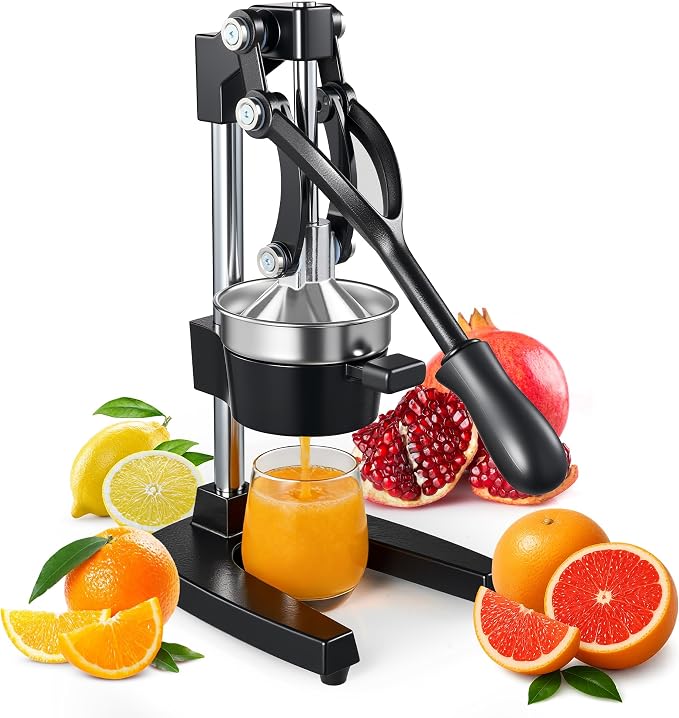 Cast Iron Juicer,Commercial Hand Press Squeezer,Heavy Duty Countertop Citrus for Fresh Orange Lemon Juice with Stainless Steel Cup by YODHOSA
