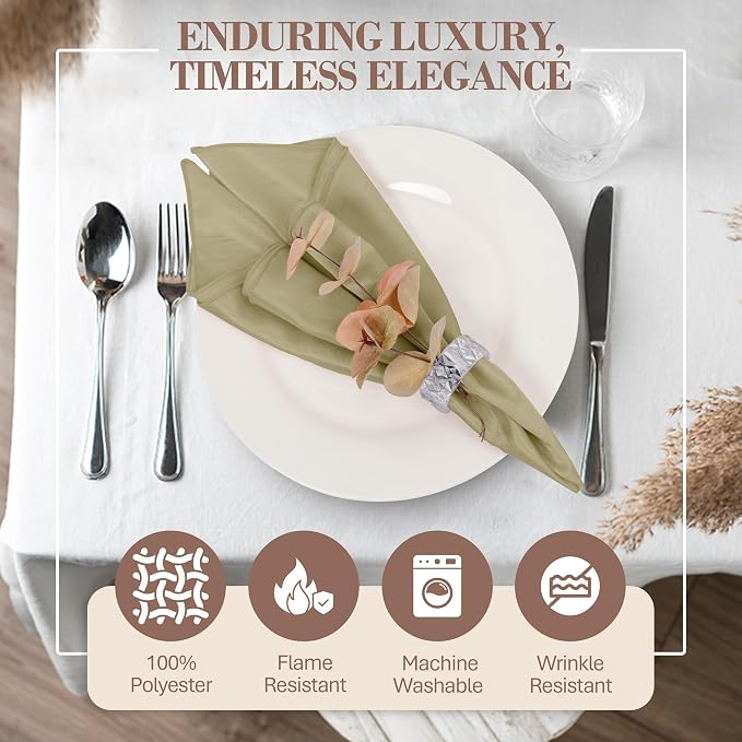 17 x 17-Inch Shantung Satin Cloth Napkins, Cafe Set of 120 - Image 2