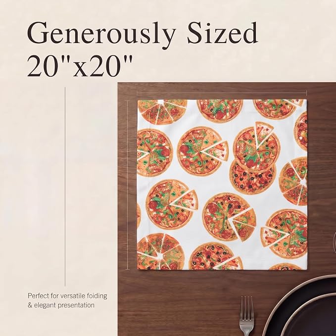 Urban Villa Cloth Napkins Cotton 20x20 (Set of 12) Pizza-Print - Image 6