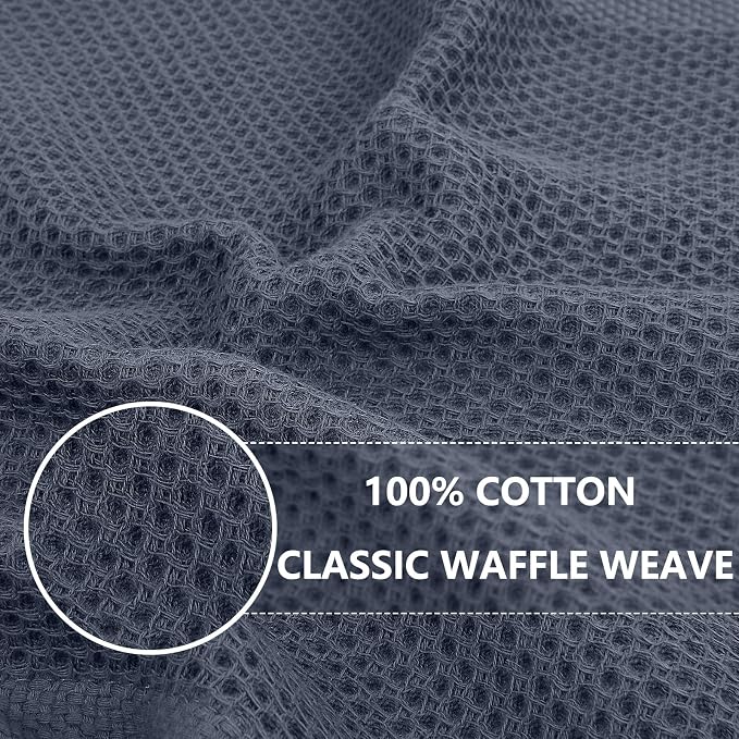 Homaxy 100% Cotton Waffle Weave Kitchen Dish Cloths, 9-Pack, Dark Grey | Ultra Soft Absorbent Dish Towels, Quick Drying Dish Rags with Hanging Loop, 12 x 12 Inches - Image 2