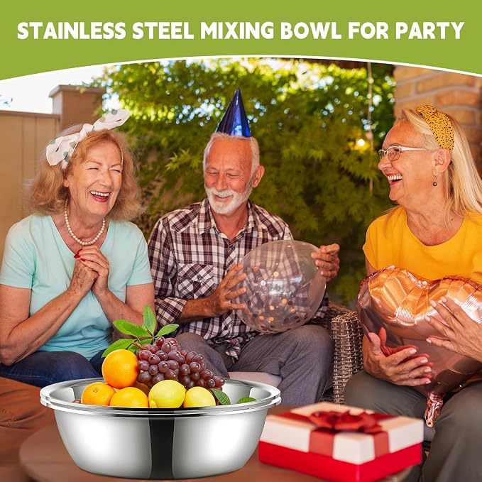 Yungyan 2 Pieces Large Mixing Bowl Stainless Steel Oversized All Purpose Steel Bowl Metal Bowl for Serving Baking Marinating for Home Cooking or Commercial(14.46 Quarts) - Image 5