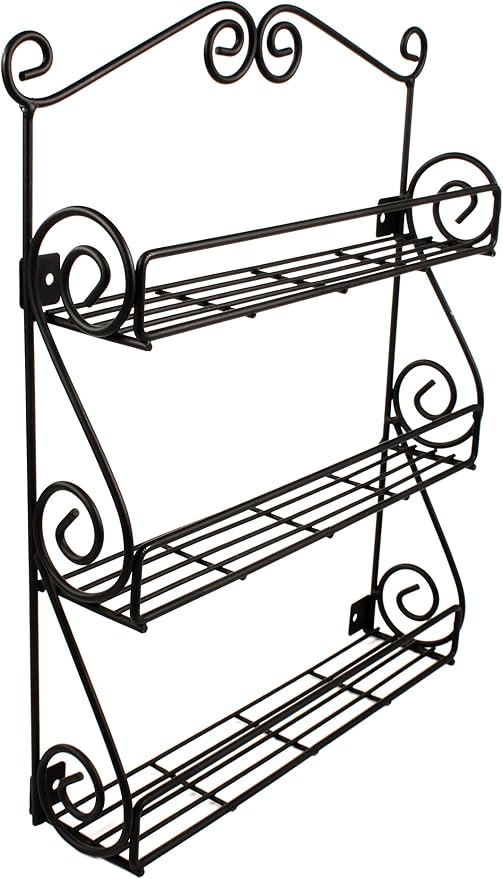 Spectrum Diversified Scroll Wall-Mounted Traditional Spice Rack Organizer for Cabinet & Kitchen, 3-Tier, Beauty & Nail Polish, 43710 - Image 8