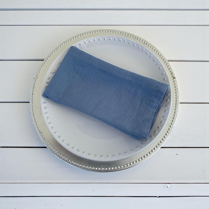 Linen Napkins –100% French Flax – Stonewashed Pure Linen Cloth Napkins - Size 18 Inch x 18 Inch – Set of 4 (Dusty Pastel Blue) - Image 5
