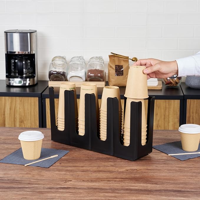 Restaurantware Restpresso Coffee Bar Organizer, 1 Count Durable 4 Compartments, Compact Size, Black Plastic Tabletop Coffee Supplies Organizer For Homes, Office Spaces, Breakrooms, and Lounges - Image 5