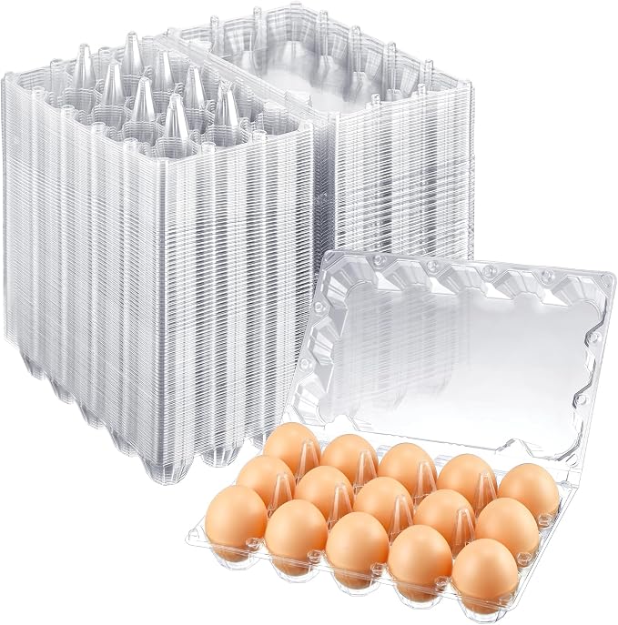Zubebe 3 x 5 Count 200 Pack Egg Carton Bulk Clear Plastic Empty Egg Containers for Farm Market Refrigerator Storage by Zubebe