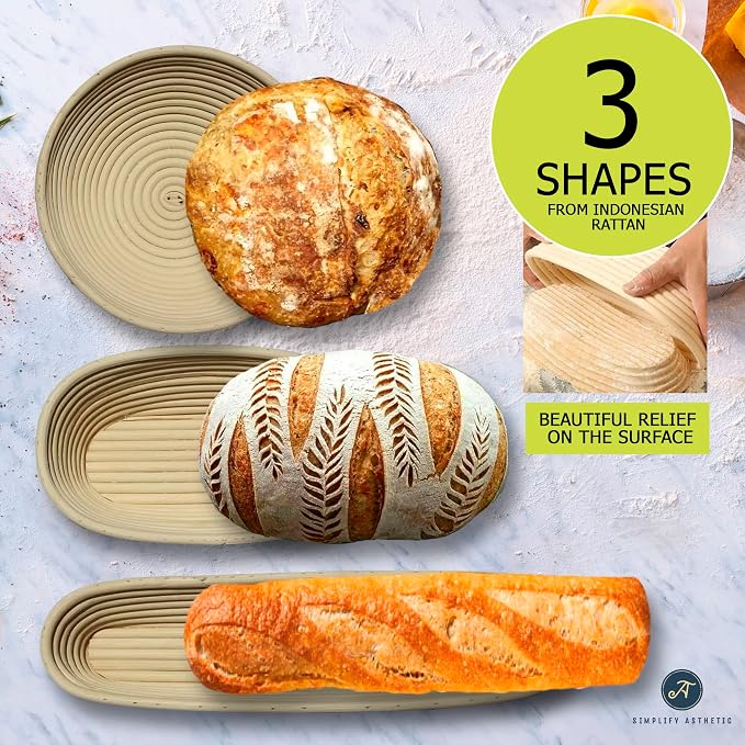 Premium Banneton Bread Proofing Basket - A Complete Sourdough Bread Baking Kit - Bread Baking Supplies - Sourdough Starter Jar Kit - Image 4