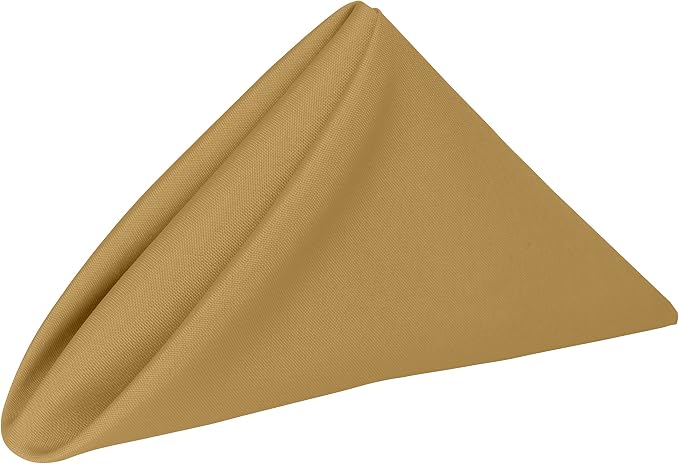 20x20-Inch Square Polyester Cloth Napkins, Gold, Set of 12 | Bulk Case of 1 Dozen, Dinner Napkins, Serged Edges, Machine Washable, Wrinkle-Resistant, Flame-Resistant, Stain-Resistant by UltimateTextile