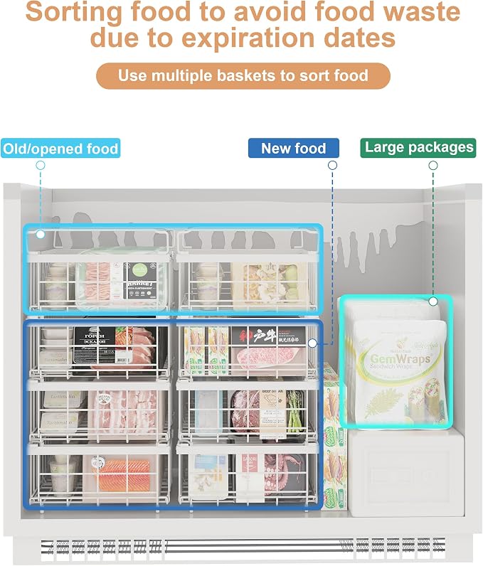 UMDONX 4-Pack Expandable Stackable Large Freezer Storage Boxes | Adjustable Sizes From 11.4 Inches to 17.9 Inches, Suitable for 10-20 Cubic Foot Freezers, White - Image 2