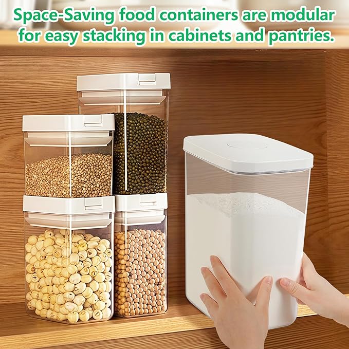 6 Qt Flour Sugar Storage Containers with Pop-up Lid Airtight 11 Lb Rice Bin | Crystal-Clear Plastic Dry Food Containers Tall and Slim BPA Free Pet Food Holder for Kitchen Pantry Organization - Image 5