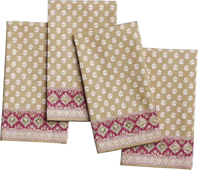 Maison d' Hermine Cloth Napkins Set of 4 Reusable 100% Cotton (18" x 18") | Everyday Square Napkins Cloth Washable Dinner Party Wedding Restaurant Hotel Kitchen Spring Summer - Manosque by MaisondHermine