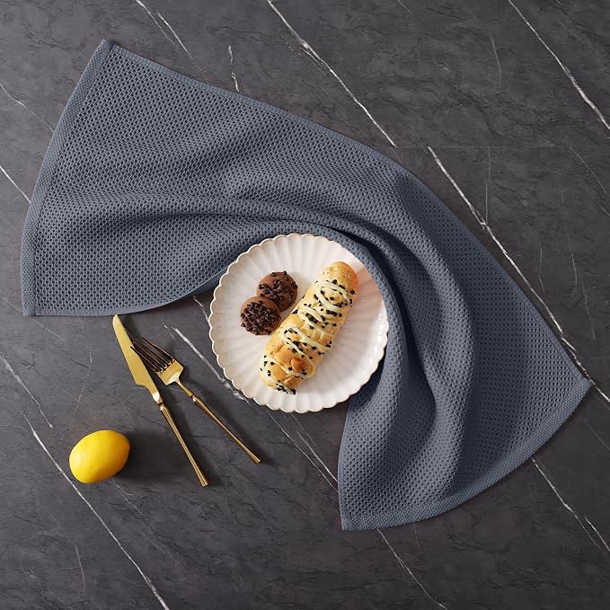 Homaxy 10 Pack 100% Cotton Kitchen Towels and Dishcloths Set, Dark Grey | 12 x 12 Inches and 13 x 28 Inches Kitchen Towels Set, Ultra Soft Absorbent Dish Cloths for Washing Dishes - Image 9
