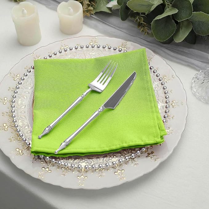 Efavormart Premium Cloth Napkins Set of 100, 17x17 Inch Lime Green Violet Seamless Dinner Napkins, Washable Linen Table Napkin Cloth with Hemmed Edges for Weddings, Party and Banquet - Image 8