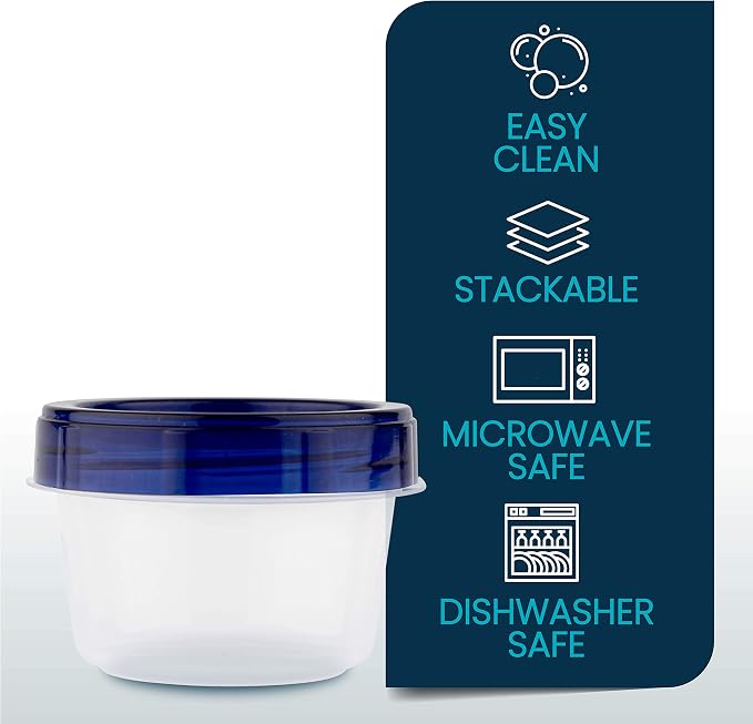 PLASTICPRO Deli Containers Clear bottom With blue Top Twist on Lids Reusable, Stackable, Food Storage Freezer Container (6, 4 OUNCE) - Image 8