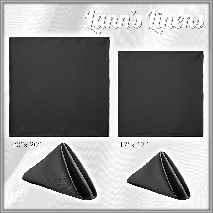 Lann's Linens Set of 144 Cloth Dinner Napkins, 20-inch Polyester Napkins, Washable and Reusable Fabric for Weddings, Hotels, Restaurants - Black - Image 8