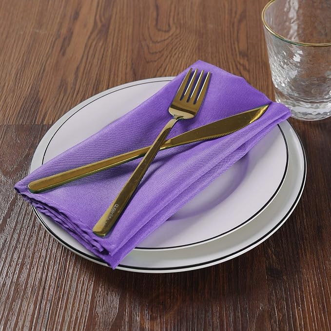 Cloth Napkins 20x20 inch Washable Polyester Dinner Napkins Soft Table Napkins for Wedding Party Dining Banquet(Purple,100PCS) - Image 6