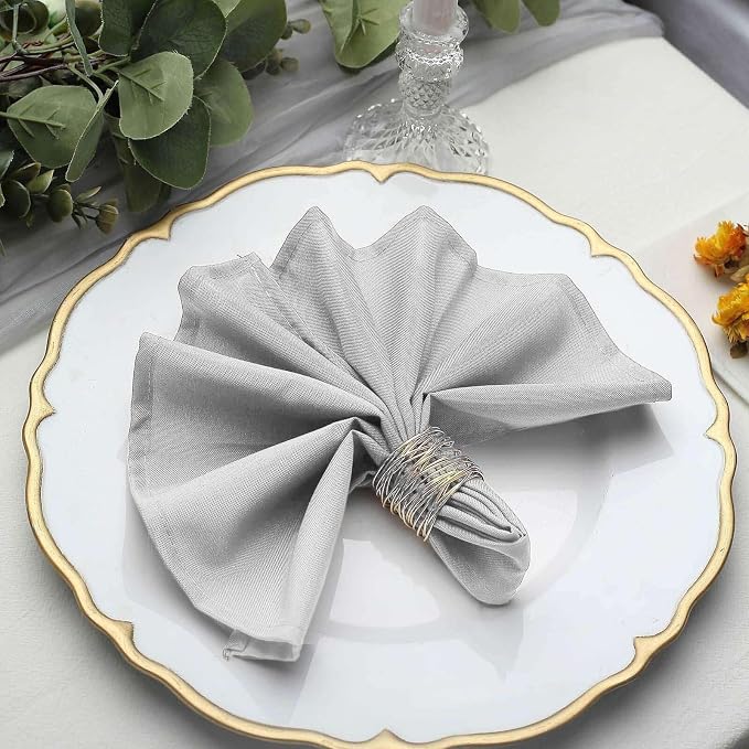 Efavormart Premium Cloth Napkins Set of 10, 17x17 Inch Silver Seamless Dinner Napkins, Washable Linen Table Napkin Cloth with Hemmed Edges for Weddings, Party and Banquet - Image 2