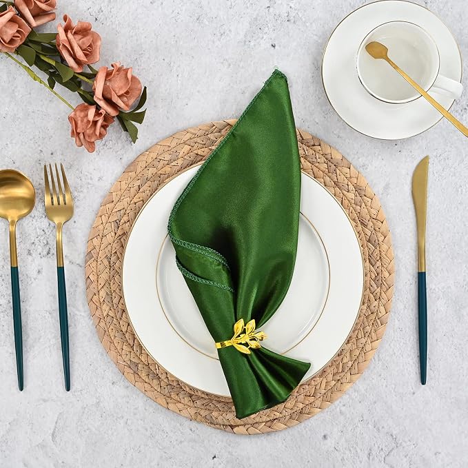50 PCS Green Square Satin Cloth Napkins, 20 X 20 Inch | Soft Smooth, Washable Reusable, Silk Dinner Table Napkins Bulk, for Weddings Parties Banquets Dining and Restaurants - Image 2
