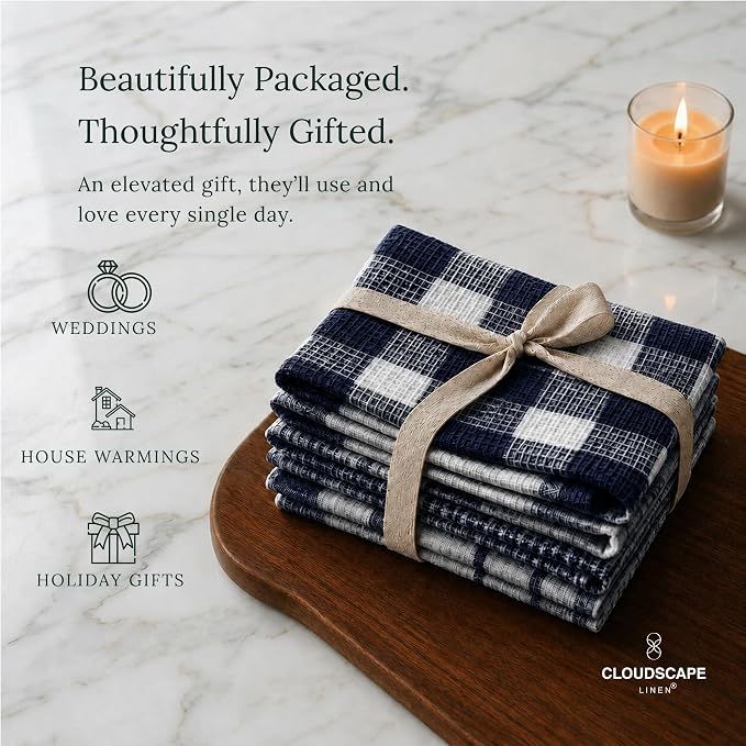 CSL Premium Kitchen Towels Set of 6,Highly Absorbent,Quick Dry,18x28,Indigo - Image 8