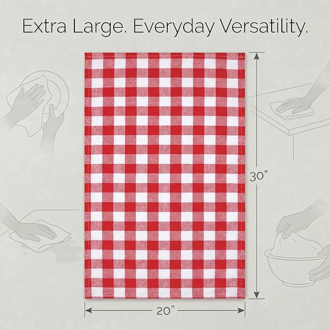 Urban Villa Kitchen Towels Cotton Dish Towels 20”x30” (Set of 6) Red - Image 3