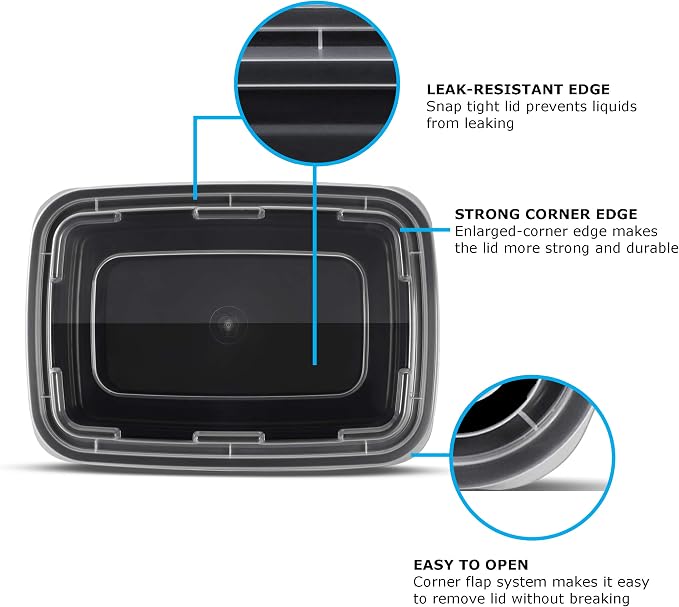 Freshware Meal Prep Containers 1 Compartment Food Storage Containers with Lids, Bento Box, BPA Free, Stackable, Microwave/Dishwasher/Freezer Safe (28 oz), 50 Count (Pack of 1) - Image 4