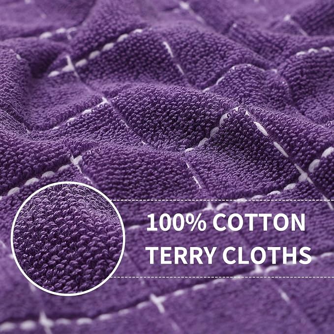 Kitinjoy 100% Cotton Terry Kitchen Dish Cloths, 12”x 12”, 8-Pack, Purple | Ultra Soft and Absorbent Dish Towels for Kitchen, Suitable for Drying and Washing Dishes - Image 2