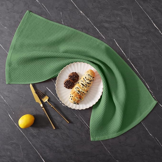 Homaxy 8 Pack 100% Cotton Kitchen Towels and Dishcloths Set, Grass Green | 12 x 12 Inches and 13 x 28 Inches Kitchen Towels Set, Ultra Soft Absorbent Dish Cloths for Washing Dishes - Image 9