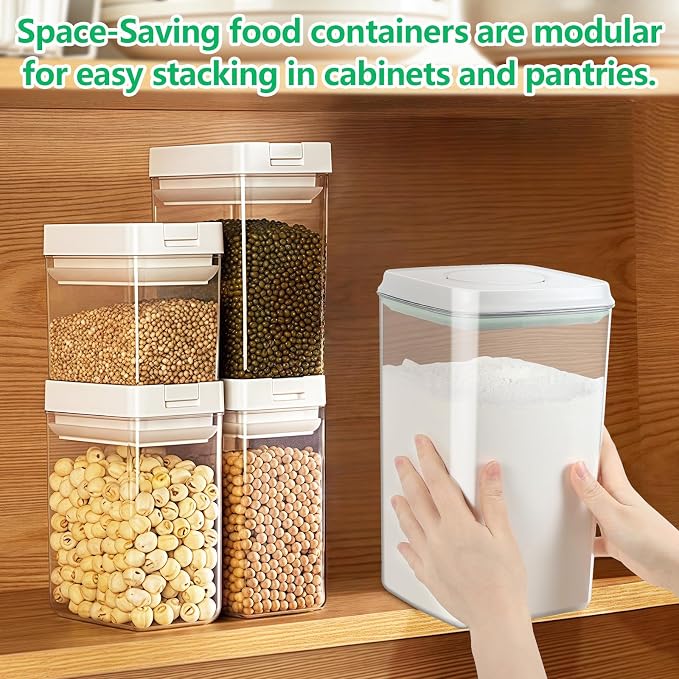 4.2 Qt Airtight Flour Rice Storage Container with Pop-up Lid Sugar Holder | Crystal-Clear BPA Free Plastic Spaghetti Containers, Tall and Slim Food Storage Bin for Kitchen Pantry Organization - Image 6