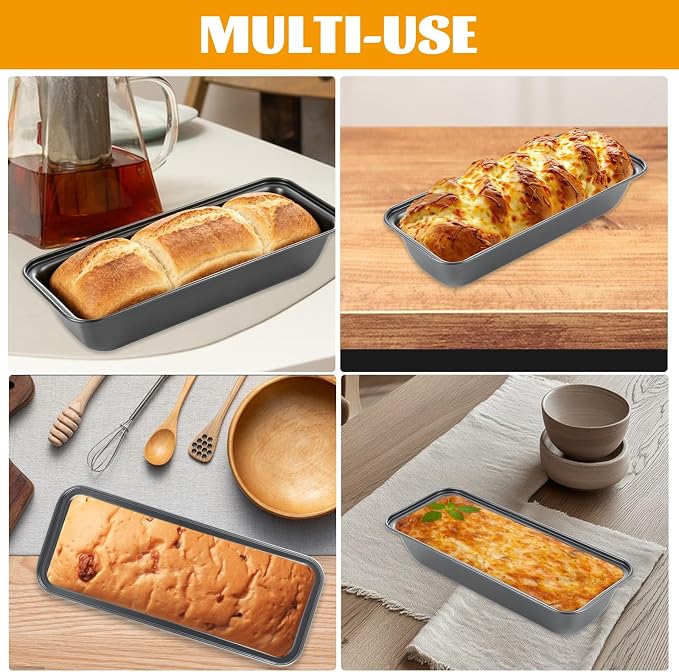 8 PCS 13" x 5" Carbon Steel Long Bread Loaf Pans for Baking Bread Black Extra Large Bread Pans for Homemade Bread Nonstick Bread Tins for Baking Rectangle Cake Pan for Oven Baking - Image 6