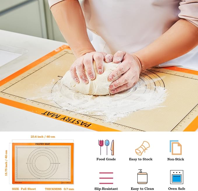 GUY DREAM All-in-One Silicone Baking Mat Set - Kneading Mat, Cookie & Macaron Half Sheet, 1/4 Sheet Mat, Square & Round Cake Mats, Artisan Bread Sling- Ideal Gift for Baking - Image 2