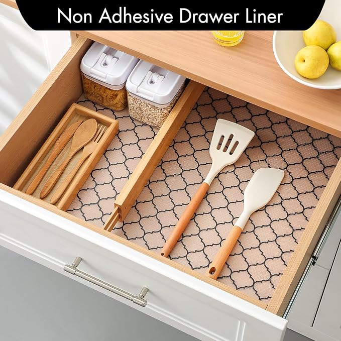 Cooyes Shelf Liner, Non Adhesive Drawer and Cabinet Liner, EVA Washable Oil-Proof Shelf Paper for Kitchen Cabinets, Refrigerator, Storage, Desks with Modern Pattern - Image 4