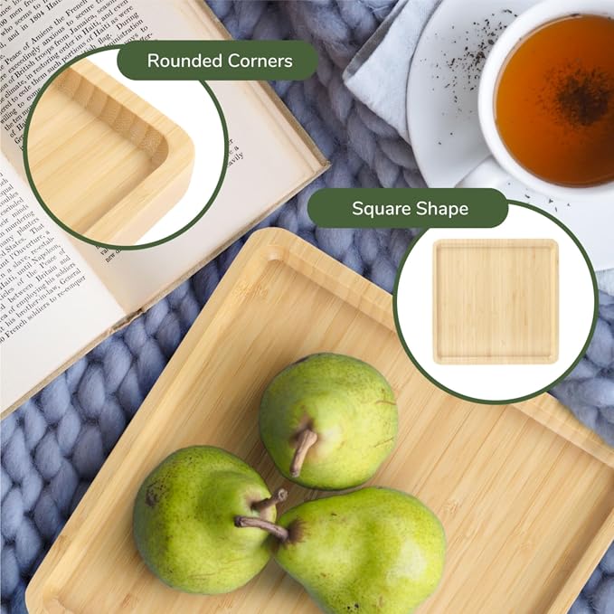 BambooMN Square Bamboo Serving Tray - 9x9 - Vertical Tray - Image 4