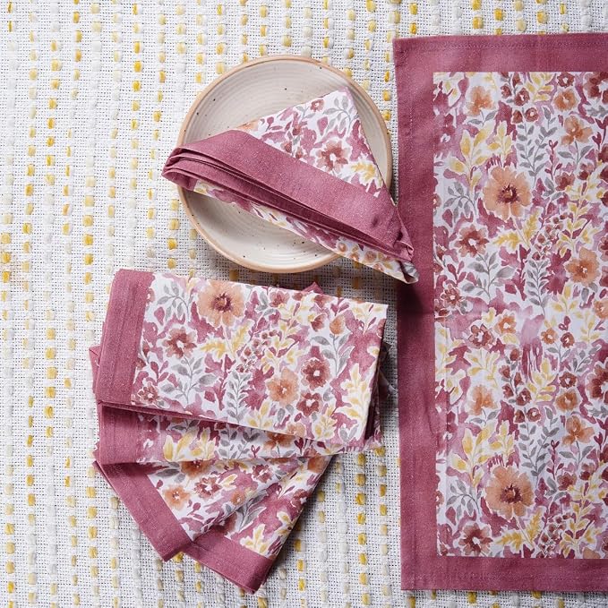Cotton Cloth Napkins Reusable Floral Napkin Printed Dinner Napkin Set Cloth Daily Use Machine Washable Dish Cloth Gift for Valentine Home Decor Set of 4, Multicolor Print, 18x18 Inches - Image 8