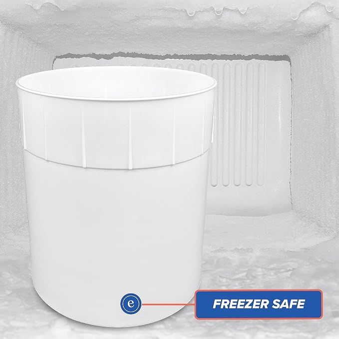 3 Gallon Ice Cream Container w/Lid, BPA Free, 10 Pack/White | Freezer Safe HDPE Plastic Round Tub for Bulk Frozen Desserts, Food Storage, Stackable Commercial Kitchen Use, Made in USA - Image 6
