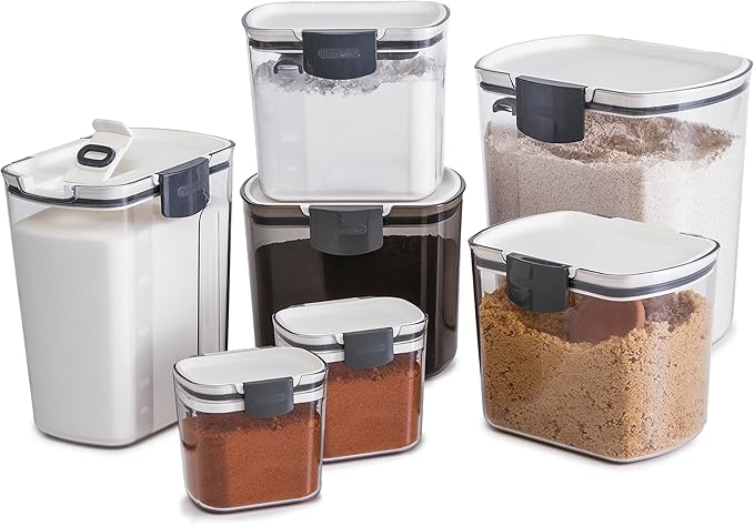 Progressive ProKeeper Baker's Airtight Kitchen Storage Canister Container Set for Flour, Sugar & More, Keeps Ingredients Fresh, with Accessories (Multicolor, 7- Piece) - Image 2