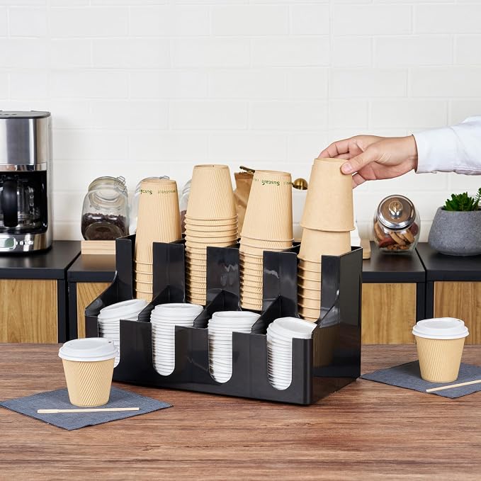 Restaurantware Restpresso Coffee Bar Organizer, 1 Count Durable 8 Compartments, Compact Size, Black Plastic Tabletop Coffee Supplies Organizer For Homes, Office Spaces, Breakrooms, and Lounges - Image 5