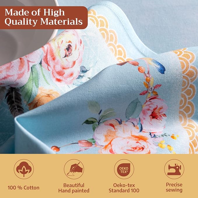 Maison d' Hermine Cloth Napkins Set of 4 Reusable 100% Cotton (20" x 20") | Everyday Square Napkins Cloth Washable Dinner Party Wedding Restaurant Hotel Kitchen Spring Summer - Ibiza - Blue - Image 3