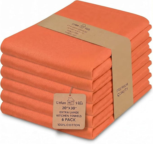 Urban Villa Kitchen Towels Cotton Dish Towels 20”x30” (Set of 6) Coral by CottonTrends