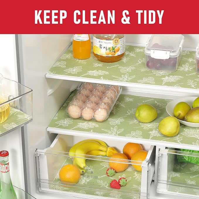 Cooyes Large Fridge Liners for Refrigerator, 17.7" × 360", Drawer & Shelf Liners for Kitchen Cabinets Non-Adhesive, Breathable Cloth Material, Non-Slip, Keep Produce Fresh Longer, Sage Green - Image 2