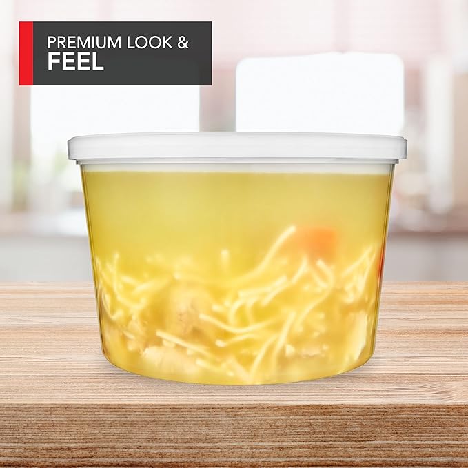 Stock Your Home 64 oz Plastic Deli Containers with Lids (96 Pack), Half Gallon Reusable Freezer and Food Storage Containers, Microwave Safe - Image 3