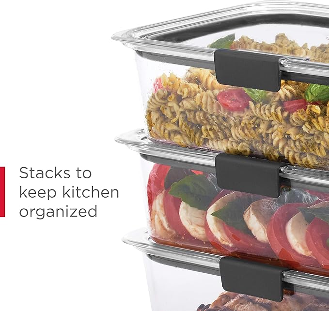 Rubbermaid Brilliance BPA-Free 3 Set Food Storage Containers with Lids, Removable Trays, Airtight, Leak-Proof, Ideal for Meal Prep, Lunch, and Leftovers - Image 6
