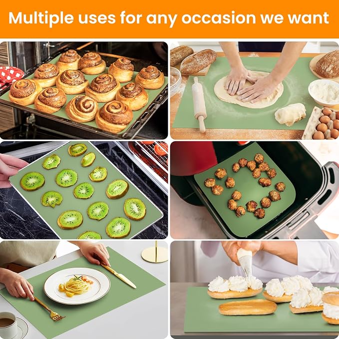 Silicone Baking Mat Roll, Non Stick Silicone Mat for Baking, Heat Resistant Baking Macaron Bread Mat, Reusable Dough Rolling Mat, Non Slip Countertop Protector Mat, Counter Mat, Oven Mat - Image 6