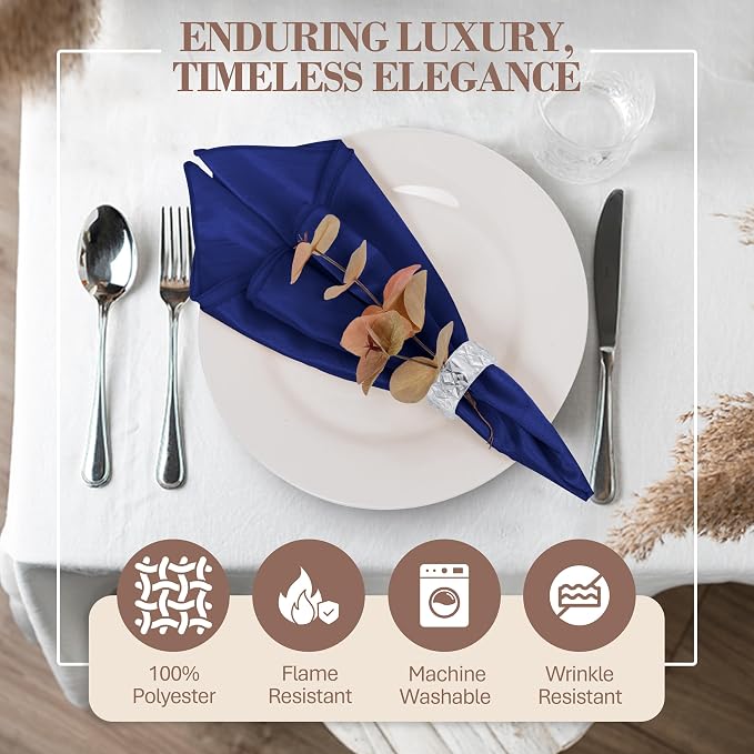 17x17-Inch Shantung Cloth Napkins, Deep Royal, Set of 120 - Image 2