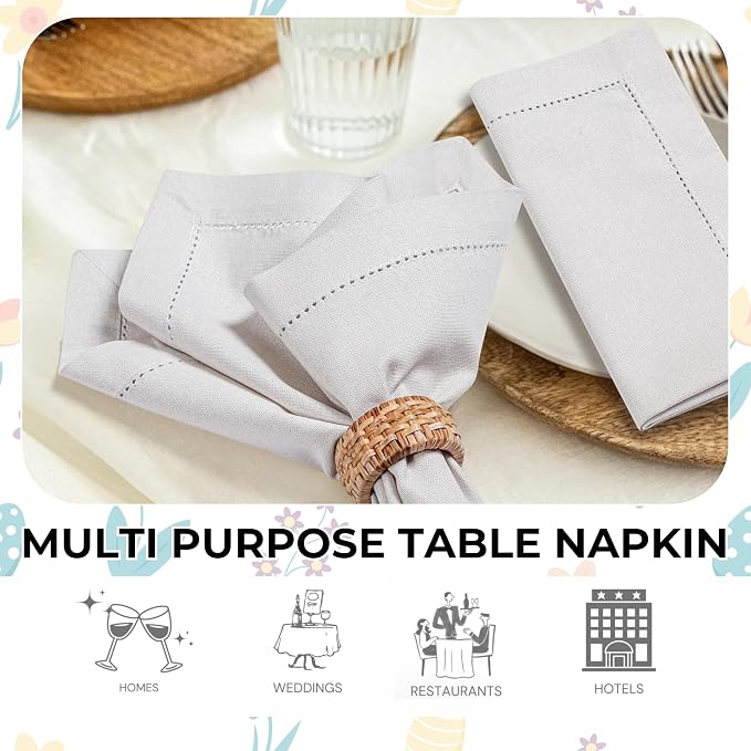 Bedding Craft Cotton Dinner Cloth Napkins Set of 12 – 18x18 Apricot Gelato Moonstruck Hemstitched – Machine Washable Fabric Napkins for Weddings, Baby Showers, Thanksgiving & Gifting - Image 5