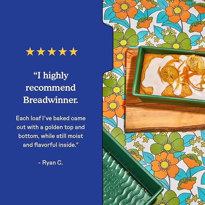 Great Jones Nonstick and Non Toxic Loaf Pan - 8.5 x 4.5 (Broccoli) | Green Heavy-Duty Aluminized Steel Bread Pan | Ridged Bottom for Easy Release, Oven-Safe 450°F, Dishwasher-Friendly - Image 5