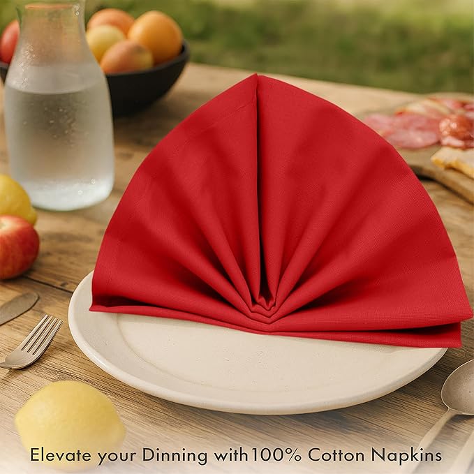 Ruvanti Cloth Napkins Set of 12, 100% Cotton High GSM 18x18 Inches Soft, Washable, Highly Durable & Absorbent, Perfect for Parties, Christmas, Thanksgiving Dinners – Flame Scarlet - Image 7